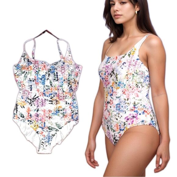 NWT Johnny Was Neon Jungle Eyelet One Piece Swimsuit - Picture 14 of 15